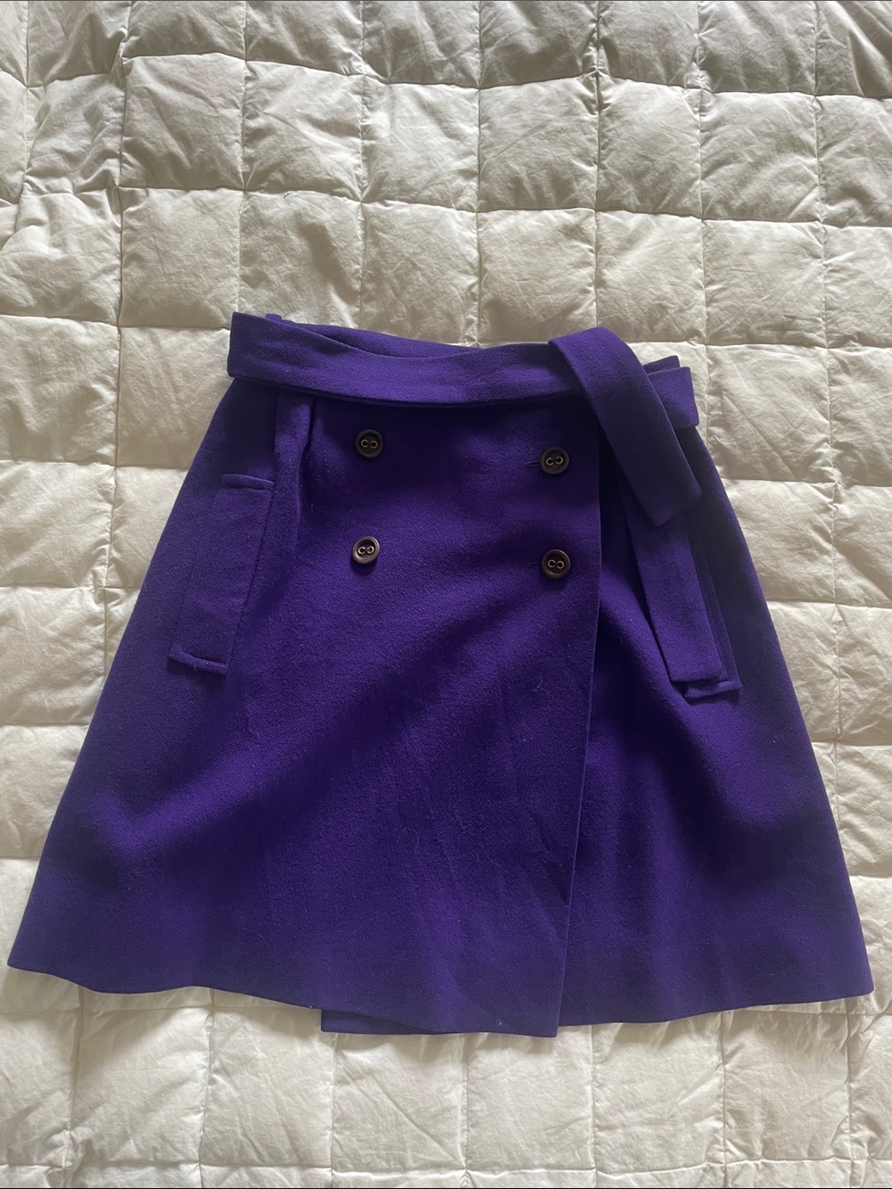 Vintage Wool Purple Mini Skirt with Belt